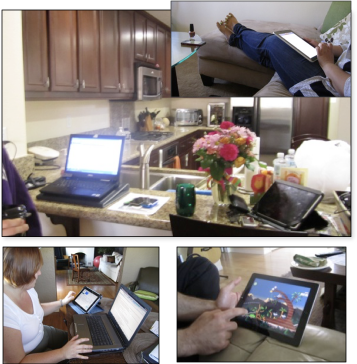 Field study home visit — participants using iPad in living spaces