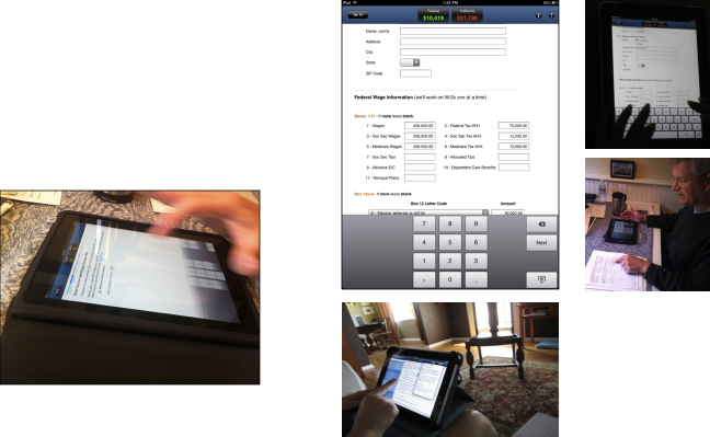 Field study — participants using iPad with W2 documents